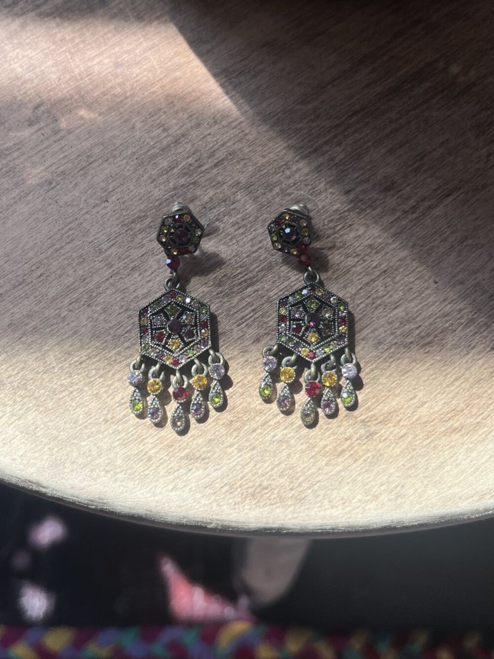 Vintage Antique Brass Chandelier Drop Earrings